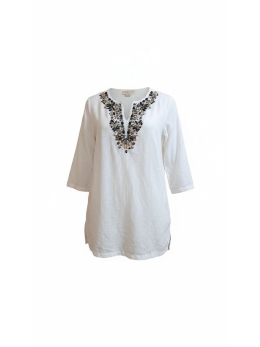 Michael Michael Kors White Beaded Tunic Top